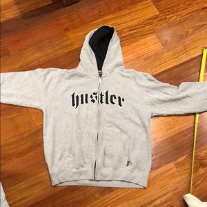 Hustler zip up hoodie grey size L